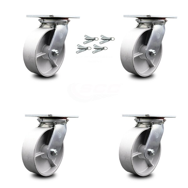 6 Inch Semi Steel Caster Set with Roller Bearings and Swivel Locks SCC